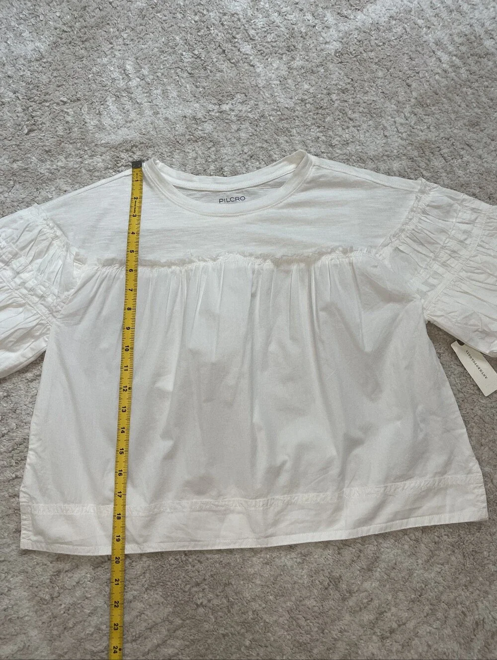 Anthropologie Pilcro White Puff-Sleeve Boho Blouse Size XS